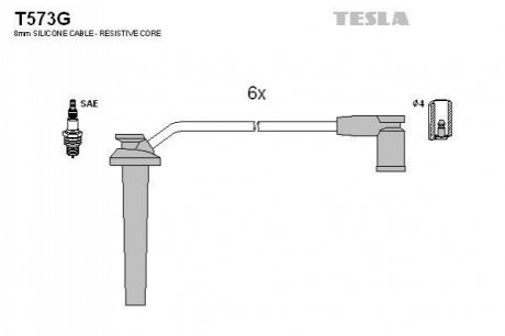 Комплект кабелiв запалювання TESLA T573G (фото 1)