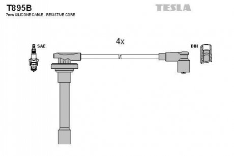 Дроти високої напруги Honda Accord 2.0-2.2 93- TESLA T895B (фото 1)