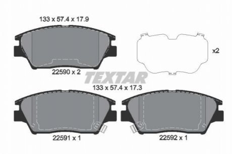 Гальмівні колодки, дискові TEXTAR 2259001 (фото 1)