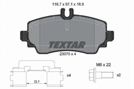 Гальмівні колодки дискові TEXTAR 2307004 (фото 1)