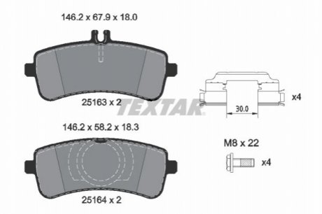 Комплект тормозных колодок TEXTAR 2516305 (фото 1)