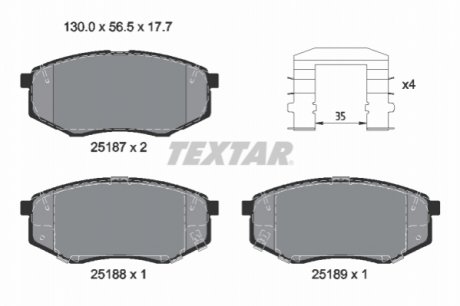 Гальмівні колодки, дискові TEXTAR 2518704 (фото 1)