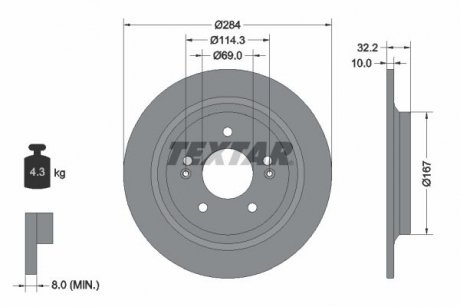 TARCZA HAMULCOWA TYL TEXTAR 92316303 (фото 1)