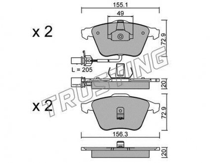 Колодки гальмівні дискові TRUSTING 565.0 (фото 1)