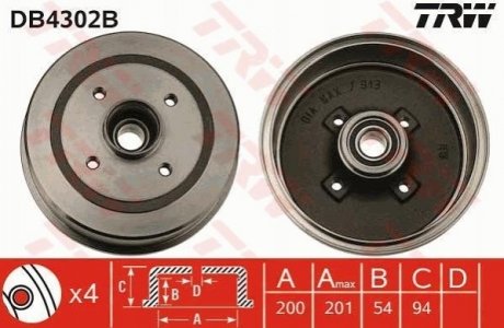 Гальмівний барабан TRW DB4302B (фото 1)