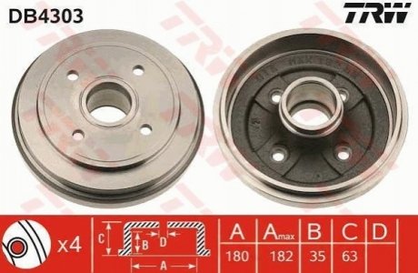 Гальмівний барабан TRW DB4303 (фото 1)