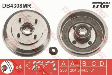 Bкben hamulcowy TRW DB4308MR (фото 1)