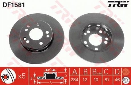 Диск тормозной TRW DF1581 (фото 1)