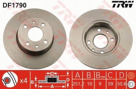 Диск тормозной TRW DF1790 (фото 1)