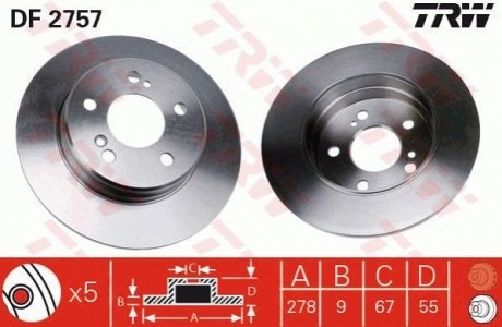 Диск тормозной TRW DF2757 (фото 1)