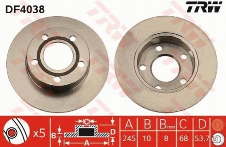Гальмівний диск TRW DF4038 (фото 1)