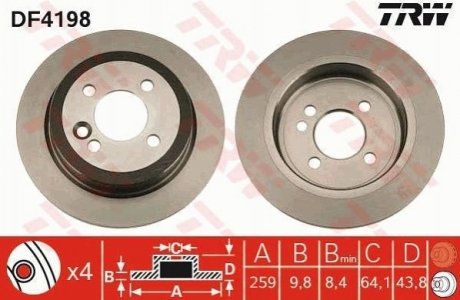 Гальмівний диск TRW DF4198 (фото 1)
