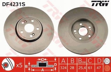 Гальмівний диск TRW DF4231S (фото 1)