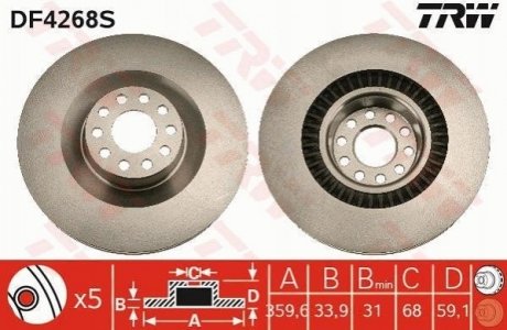 Гальмівний диск TRW DF4268S (фото 1)