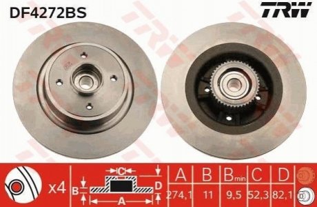 Гальмівний диск з підшипником TRW DF4272BS (фото 1)