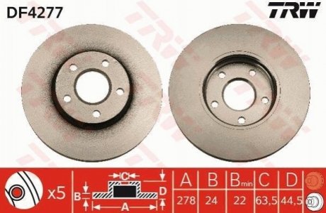 Диск тормозной TRW DF4277 (фото 1)