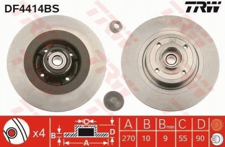 Диск тормозной TRW DF4414BS (фото 1)