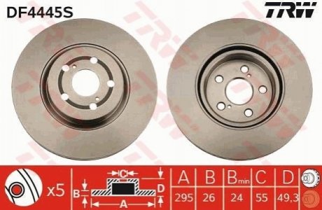 Гальмівний диск TRW DF4445S (фото 1)