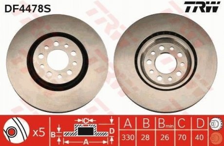 Гальмівний диск TRW DF4478S (фото 1)