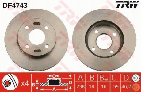 Гальмівний диск TRW DF4743 (фото 1)