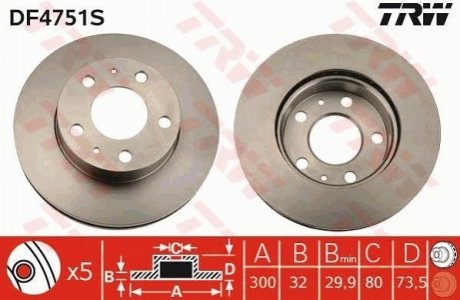 Гальмівний диск TRW DF4751S (фото 1)