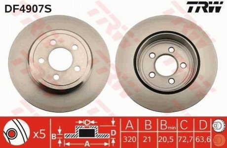 Гальмівний диск TRW DF4907S (фото 1)