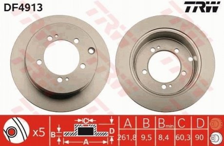 Гальмівний диск TRW DF4913 (фото 1)