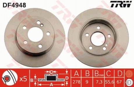 Диск тормозной TRW DF4948 (фото 1)