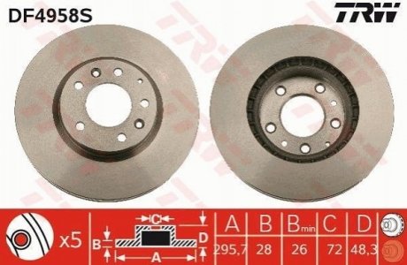 Диск тормозной TRW DF4958S (фото 1)