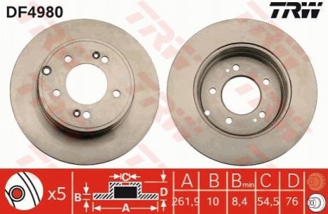 Диск тормозной TRW DF4980 (фото 1)