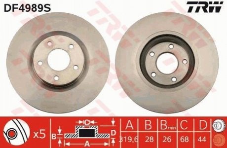 Гальмівний диск TRW DF4989S (фото 1)