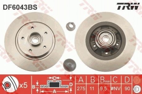 Диск тормозной TRW DF6043BS (фото 1)