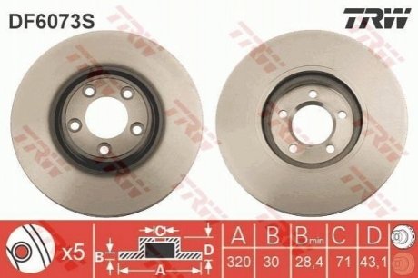Гальмівний диск TRW DF6073S (фото 1)