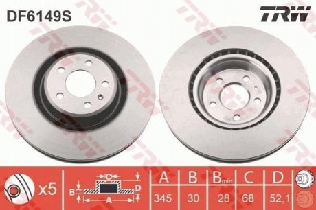 Гальмівний диск TRW DF6149S (фото 1)