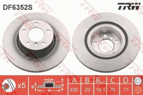 Диск тормозной TRW DF6352S (фото 1)