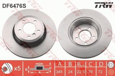 Гальмівний диск TRW DF6476S (фото 1)
