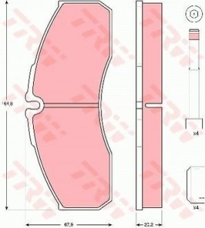 Комплект тормозных колодок, дисковый тормоз TRW GDB3385 (фото 1)