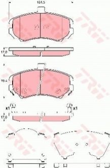 Гальмівні колодки, дискові TRW GDB3431 (фото 1)