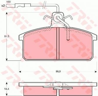 Гальмівні колодки, дискове гальмо (набір) TRW GDB422 (фото 1)