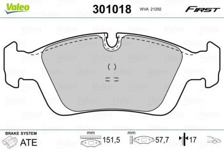 Колодки гальмівні BMW P. E36/E46/E85 90- Valeo 301018 (фото 1)