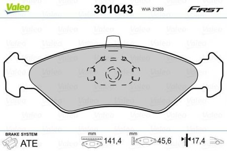 Колодки гальмівні MAZDA P. 121 96-03 BEZ CZUJNIKA Valeo 301043 (фото 1)