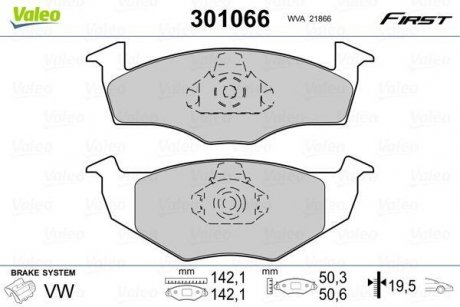 Колодки гальмівні SEAT P. CORDOBA/IBIZA/TOLEDO 93-99 Valeo 301066 (фото 1)