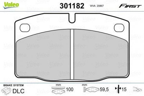 Колодки гальмівні OPEL P. CORSA/VECTRA 82-95 Valeo 301182 (фото 1)