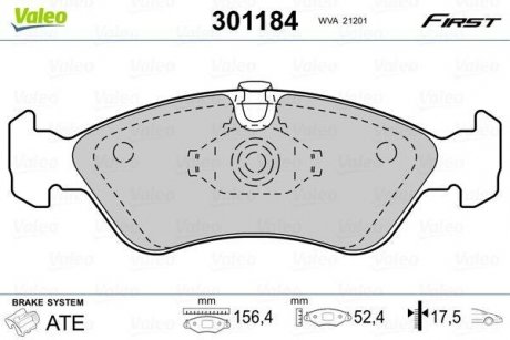 Колодки гальмівні OPEL P. ASTRA/VECTRA 88-03 Valeo 301184 (фото 1)