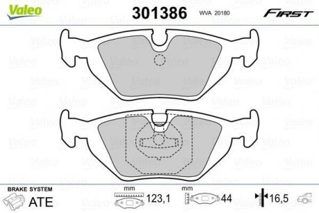 Колодки гальмівні BMW T. E36 316-328 09/90-00 Valeo 301386 (фото 1)