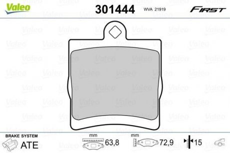 Колодки гальмівні DB T. W203/W210/R170 96-07 Valeo 301444 (фото 1)