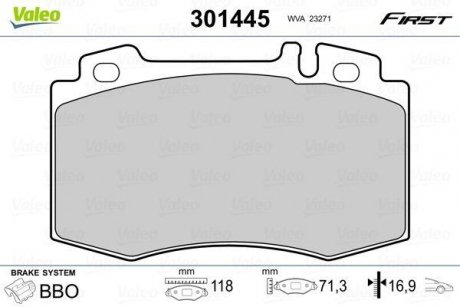 Колодки гальмівні DB P. W163/W220 280-600 Valeo 301445 (фото 1)