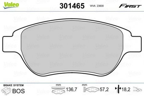 Колодки гальмівні CITROEN P. C3/C4/XSARA 00- BEZ CZUJNIKA Valeo 301465 (фото 1)