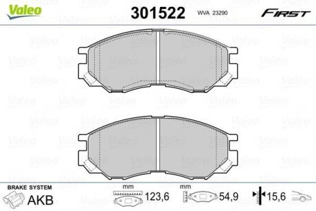 Колодки гальмівні MITSUBISHI P. L200/L300/L400 96-07 Valeo 301522 (фото 1)