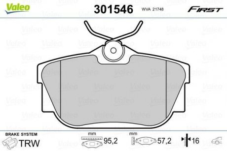 Колодки гальмівні OPEL T. VIVARO 1,9-2,5 DTI 01- Valeo 301546 (фото 1)